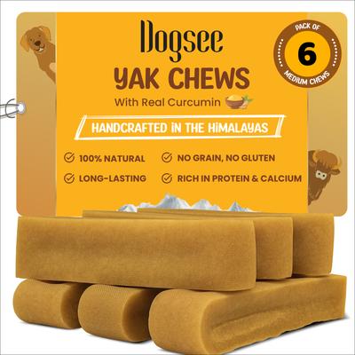 Show full view: Dogsee Himalayan Yak Cheese with Turmeric Medium Natural Dog Chews, 6 count slide 1 of 10