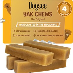Dogsee Original Himalayan Yak Cheese Large Natural Dog Chews, 4 count