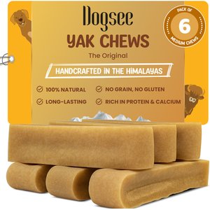 Dogsee Original Himalayan Yak Cheese Medium Natural Dog Chews, 6 count