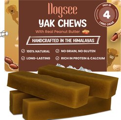 Dogsee Peanut Butter Flavor Himalayan Yak Cheese Dental Dog Chews, 1-lb bag, 4 count