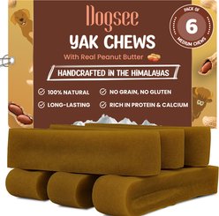Dogsee Peanut Butter Flavor Himalayan Yak Cheese Dental Dog Chews, 1-lb bag, 6 count
