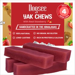 Dogsee Strawberry Flavor Yak Dog Chews, 1-lb bag, 4 count