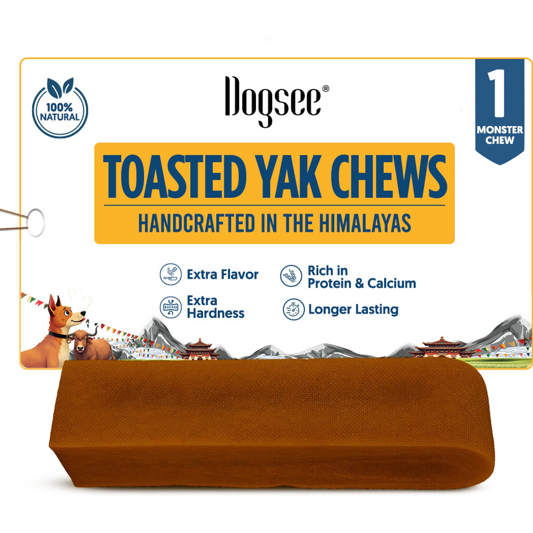 Dogsee Toasted Himalayan Yak Cheese X-Large Natural Dog Chews, 1 count