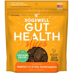 Dogswell Gut Health Slices Chicken Functional Soft & Chewy Dog Treats, 8-oz bag