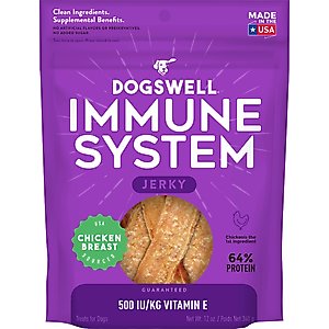 Dogswell Immune System Jerky Chicken Recipe Grain-Free Dog Treats, 12-oz bag