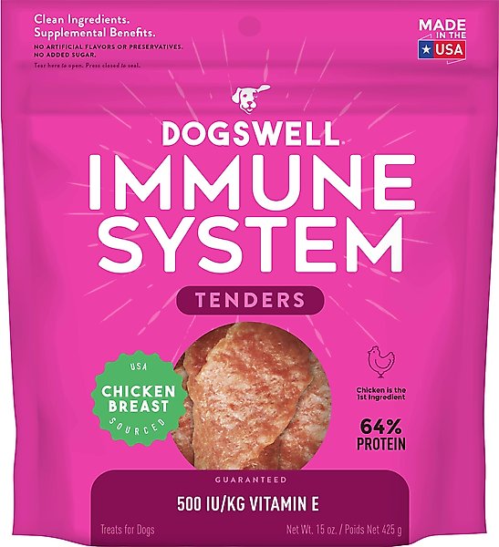 Show full view: Dogswell Tenders Immune System Chicken Recipe Grain-Free Dog Treats, 15-oz bag slide 1 of 9