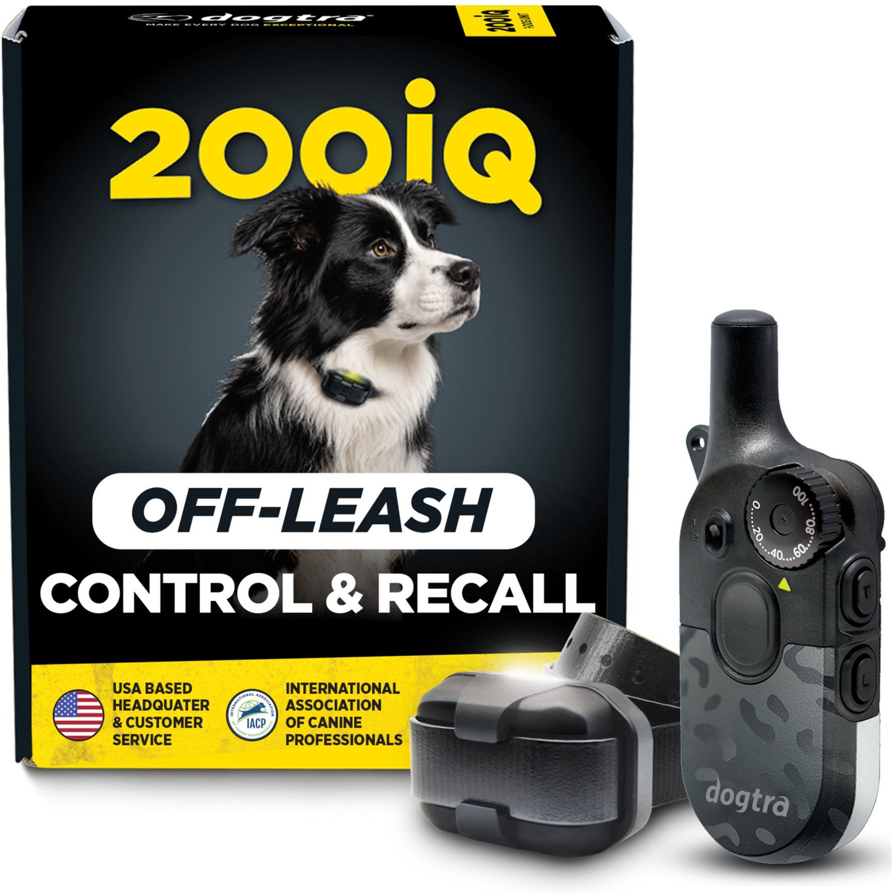 Dogtra 200iQ Waterproof Training Multi System Dog Collar, 7 to 26-in neck to 3/4-in wide, Black Leopard