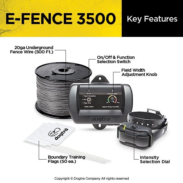 Dogtra E-FENCE 3500 Containment System in-Ground Wired Fence with Rechargeable Wireless Collar