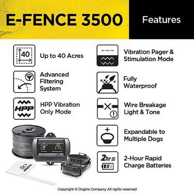 Show full view: Dogtra E-FENCE 3500 Containment System in-Ground Wired Fence with Rechargeable Wireless Collar, Black slide 3 of 11