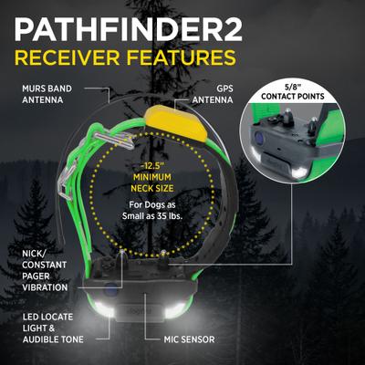 Show full view: Dogtra Pathfinder 2 Remote Dog Training & GPS Additional Receiver Collar, Green slide 6 of 11