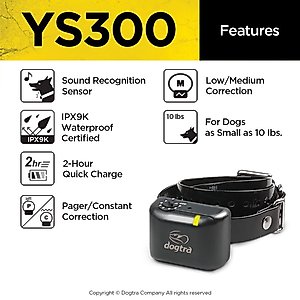 Dogtra YS300 Dog Anti-Bark Collar, Black