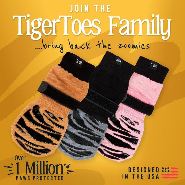 Show full view: DOK TigerToes Anti-Slip Senior Dog Socks, Caramel, XX-Small slide 9 of 10