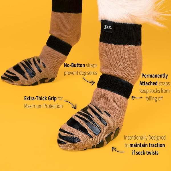 Show full view: DOK TigerToes Anti-Slip Senior Dog Socks, Caramel, XX-Small slide 5 of 10