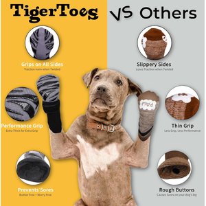 DOK TigerToes Anti-Slip Senior Dog Socks, Grey, Medium