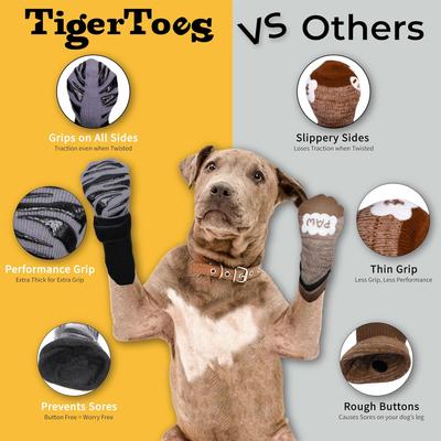 Show full view: DOK TigerToes Anti-Slip Senior Dog Socks, Grey, X-Large slide 3 of 10