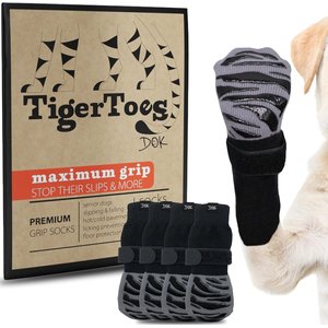DOK TigerToes Anti-Slip Senior Dog Socks, Grey, X-Small