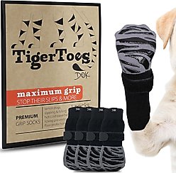 DOK TigerToes Anti-Slip Senior Dog Socks, Grey, XX-Small