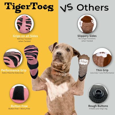 Show full view: DOK TigerToes Anti-Slip Senior Dog Socks, Pink, Small slide 3 of 10