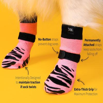 Show full view: DOK TigerToes Anti-Slip Senior Dog Socks, Pink, X-Small slide 5 of 10