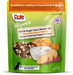 Dole Fruit & Veggie Freeze-Dried Yogurt Booster Mix Grain-Free Pumpkin Sweet Potato Dry Dog Food Topper, 2.5-oz bag