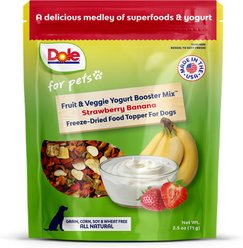 Dole Fruit & Veggie Freeze-Dried Yogurt Booster Mix Grain-Free Strawberry Banana Dry Dog Food Topper, 2.5-oz bag