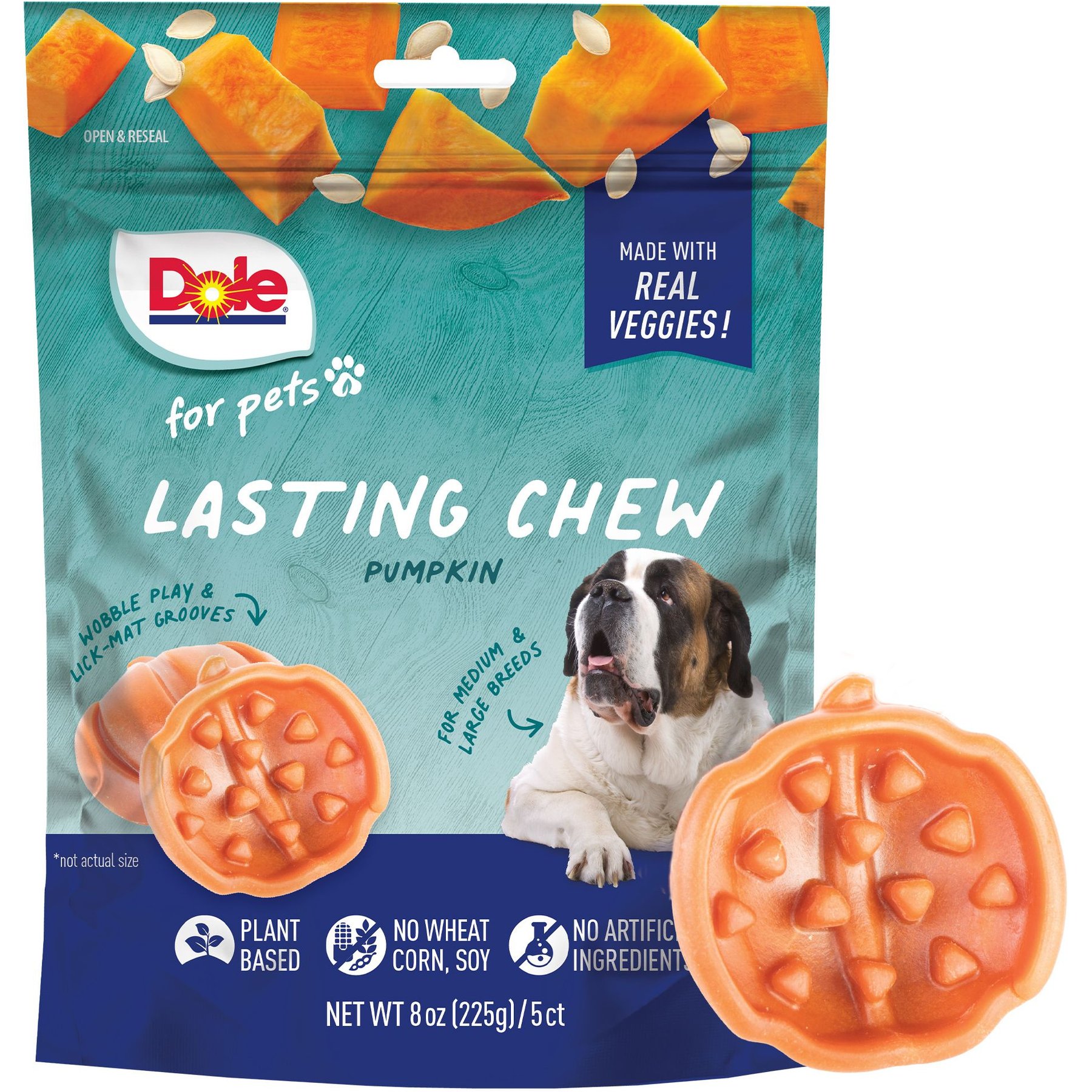 Dole Molded Pumpkin Flavored Soft & Chewy Dog Treats, 8-oz bag