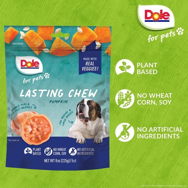 Dole Molded Pumpkin Flavored Soft & Chewy Dog Treats, 8-oz bag