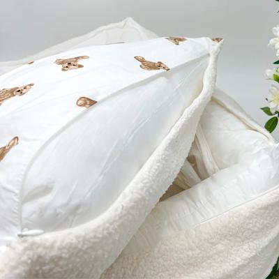 Show full view: Dolly Pet Fuzzy Bear Den Dog Bed with Removable Cover, White/Brown, Medium slide 3 of 6