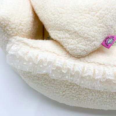 Show full view: Dolly Pet Lace Haven Fuzzy Bear Den Dog Bed with Removable Cover, Yellow/Green, Medium slide 4 of 6