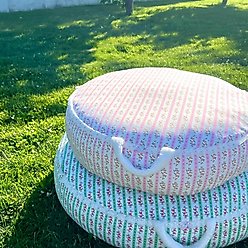 Dolly Pet Petal Haven Dog Bed with Removable Cover, Pink/White, Medium