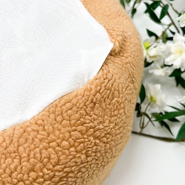 Dolly Pet Teddy Bear Fuzzy Den Dog Bed with Removable Cover, Brown/White