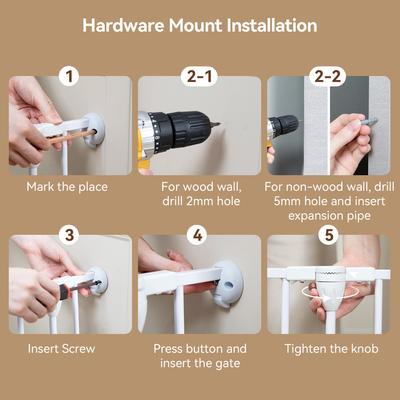 Show full view: DOMIPET 5 Panel Metal Fireplace Fence Pressure Mounted Dog Gate, 128-in, White slide 8 of 8