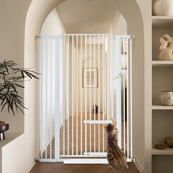 DOMIPET Doorway Stairs Pressure Mounted Dog Gate, White, 40.6 x 55.1-in