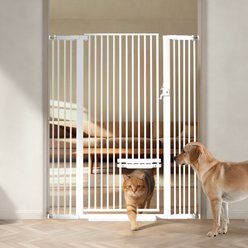 DOMIPET Doorway Stairs Pressure Mounted Dog Gate, White, 43 x 55.1-in