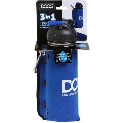 DOOG DOOG 3-in-1 Neoprene Dog Water Bottle & Bowl, Blue