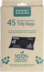 DOOG Compostable Pick Up Dog Poop Bags with Handles, Eucalyptus Scented, 45 count, Black