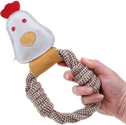 Show full view: DOOG Country Tails Chicken Rope Ring Dog Chew Toy, White slide 3 of 4
