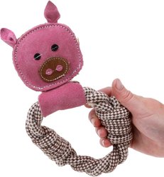 DOOG Country Tails Pig Head Rope Ring Dog Chew Toy, Pink slide 2 of 4