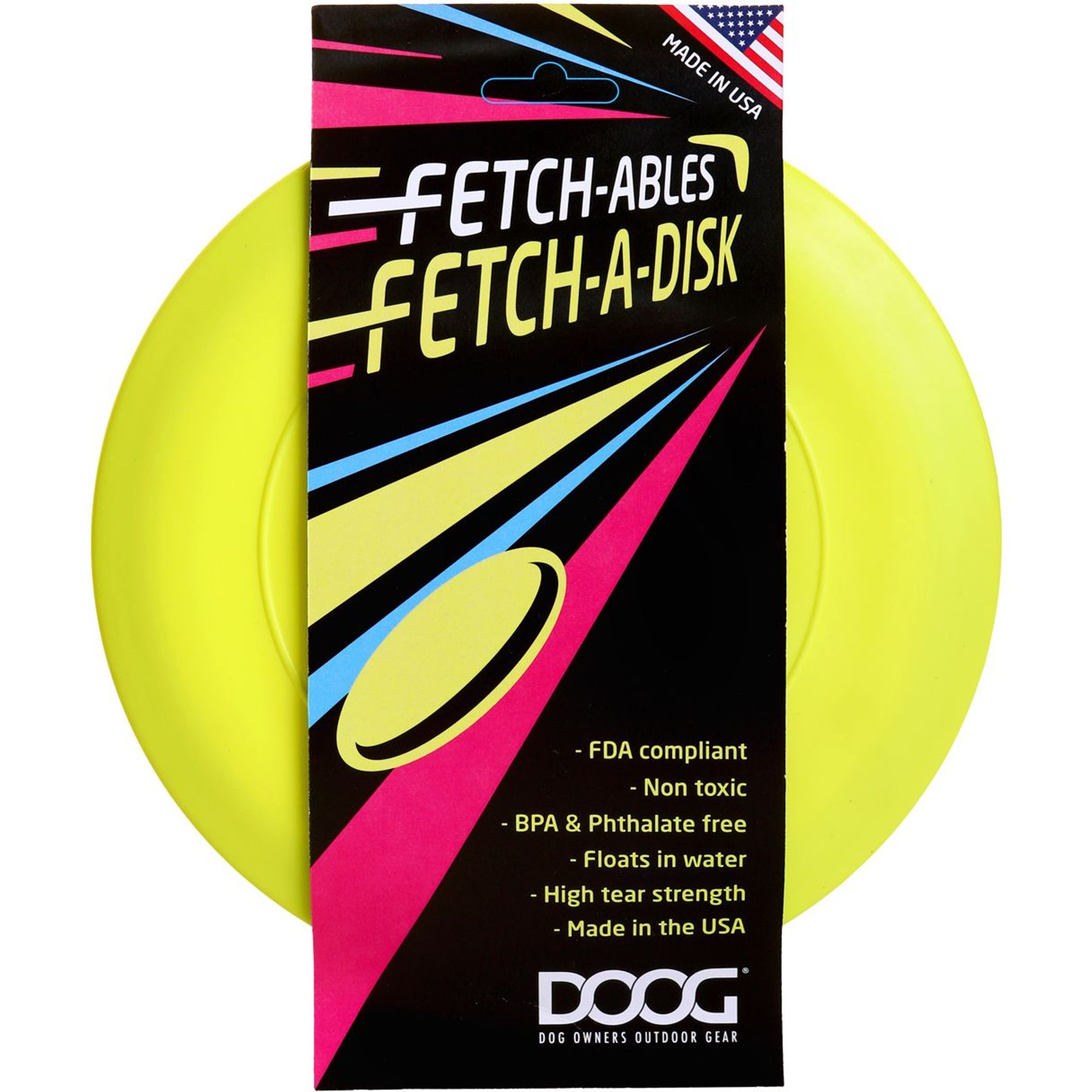 DOOG Fetch-ables Fetch-A-Disc Dog Toy, Yellow