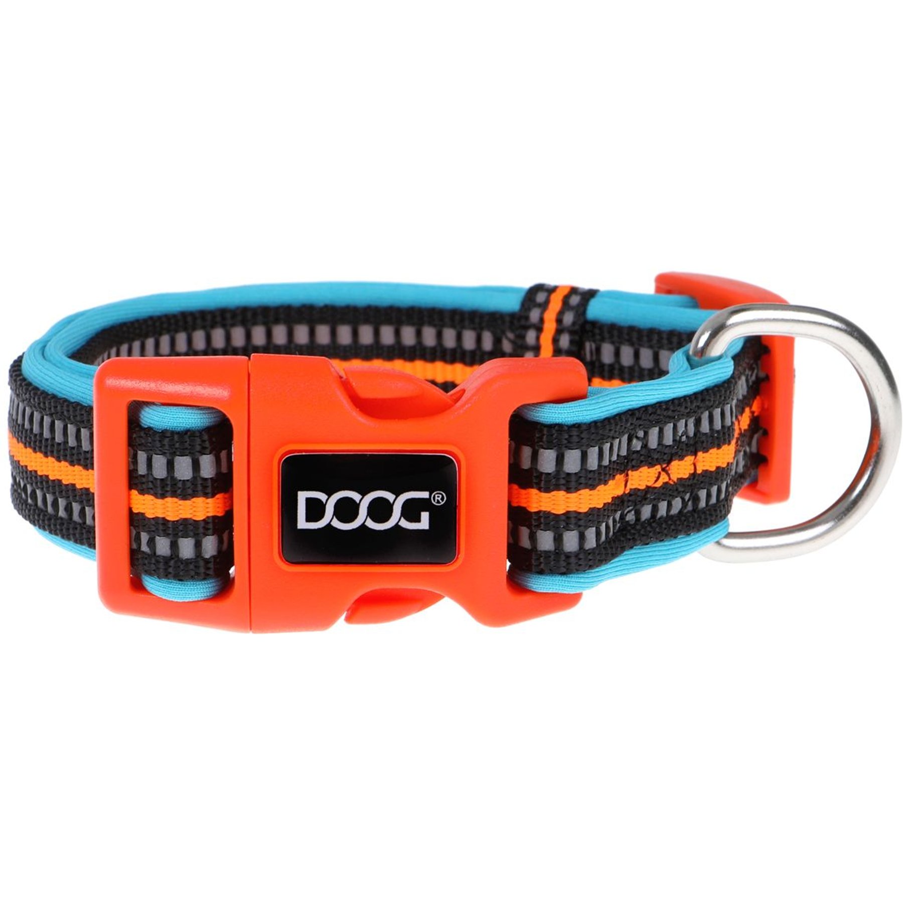 DOOG Neoprene Beethoven Neon Dog Collar, Orange/Blue, Large: 16 to 24-in neck, 1.375-in wide