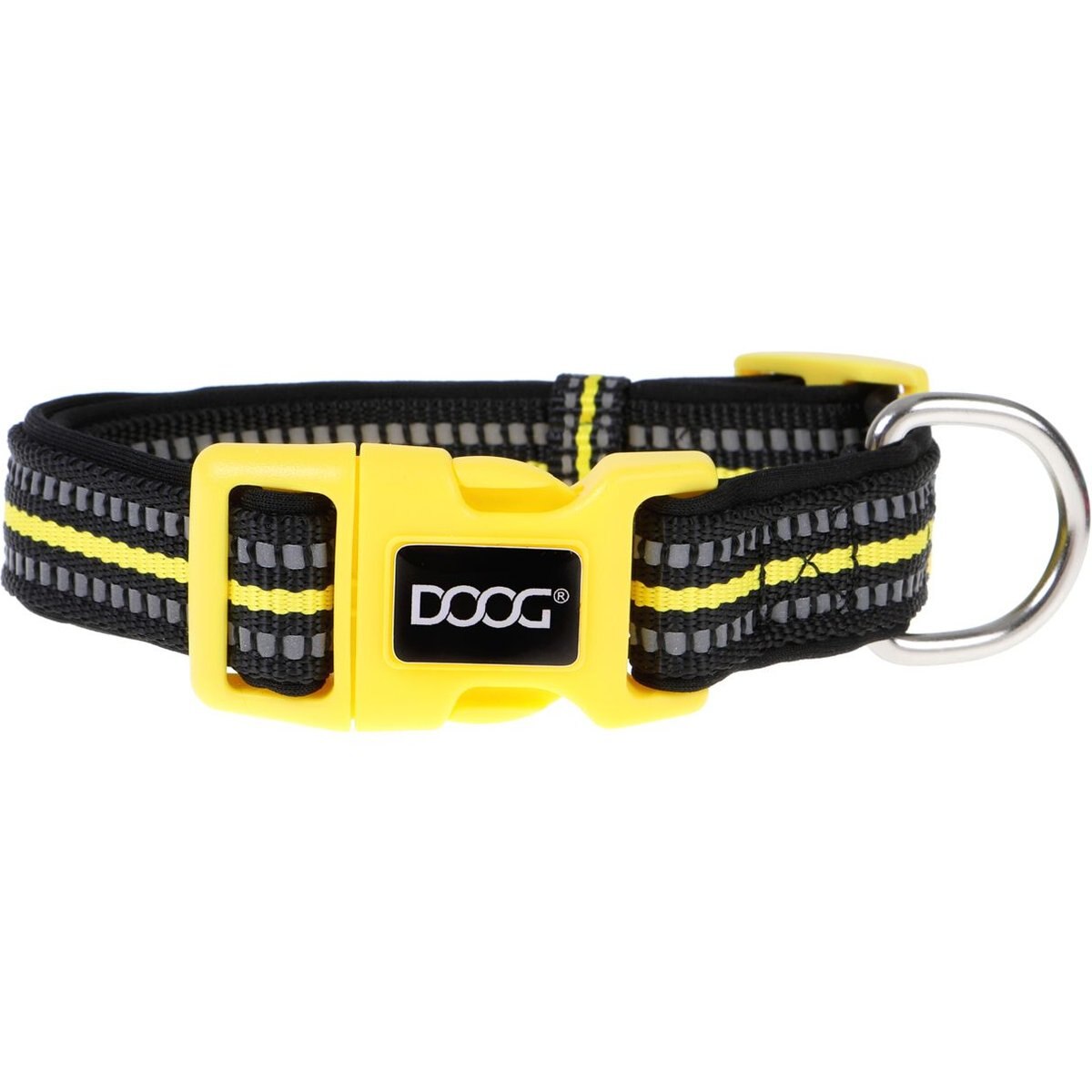 DOOG Neoprene Bolt Neon Dog Collar, Yellow/Black, X-Small: 4 to 10-in neck, 1/2-in wide