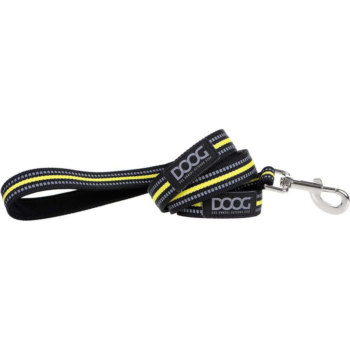 DOOG Neoprene Bolt Neon Dog Leash, Black/Yellow, Large: 51-in long, 1-in wide