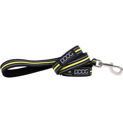 DOOG DOOG Neoprene Bolt Neon Dog Leash, Black/Yellow, Small: 47-in long, 1/2-in wide