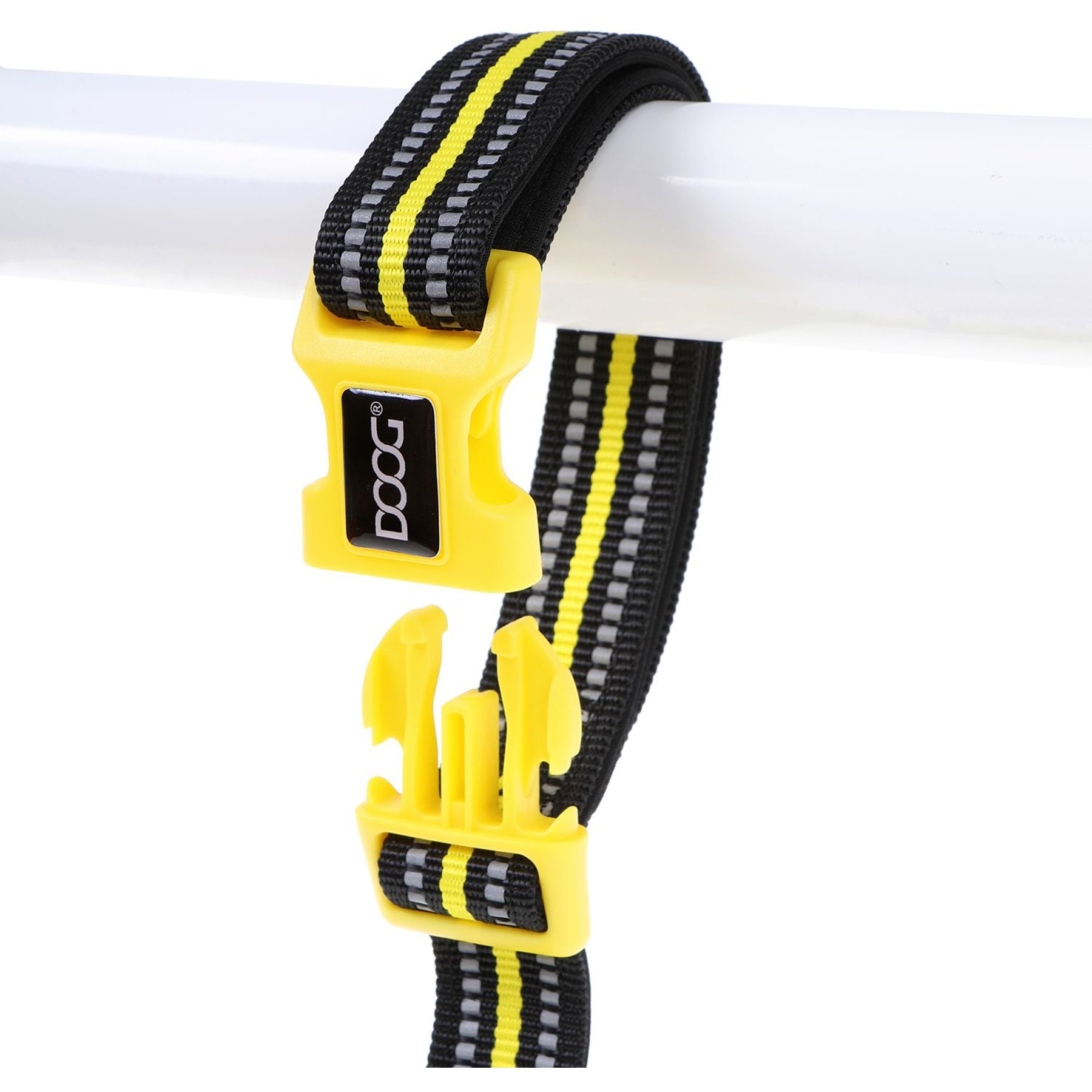 DOOG Neoprene Clip It Bolt Neon Dog Leash, Black/Yellow, X-Large: 62-in long, 1-in wide