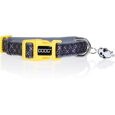 DOOG DOOG Neoprene Odie Dog Collar, Black/Purple/Yellow, Large: 16 to 24-in neck, 1.375-in wide