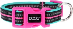 DOOG Neoprene Rin Tin Tin Neon Dog Collar, Pink/Black/Teal, X-Small: 4 to 10-in neck, 1/2-in wide