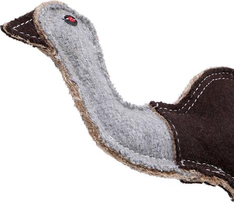 Show full view: DOOG Outback Tails Ernie the Emu Felt Dog Chew Toy, Black/Grey slide 2 of 6