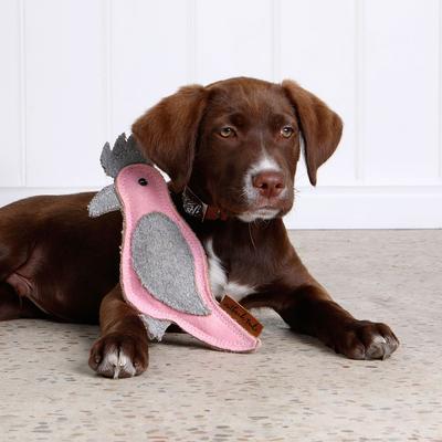 Show full view: DOOG Outback Tails Gertie Galah Felt Dog Chew Toy, Pink/Grey slide 3 of 6