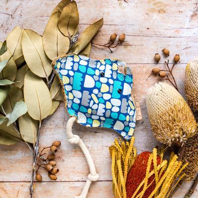 Show full view: DOOG Outback Tails Keturah Zimran Sheree the Stin Dog Chew Toy, Blue/White/Grey slide 3 of 6