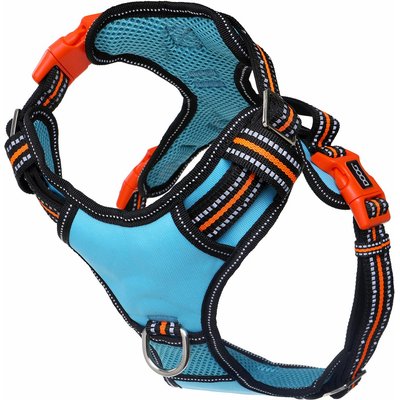 DOOG DOOG Reflective Neotech Beethoven Dog Harness, Blue/Orange/Black, Large: 19.68 to 26.37-in chest